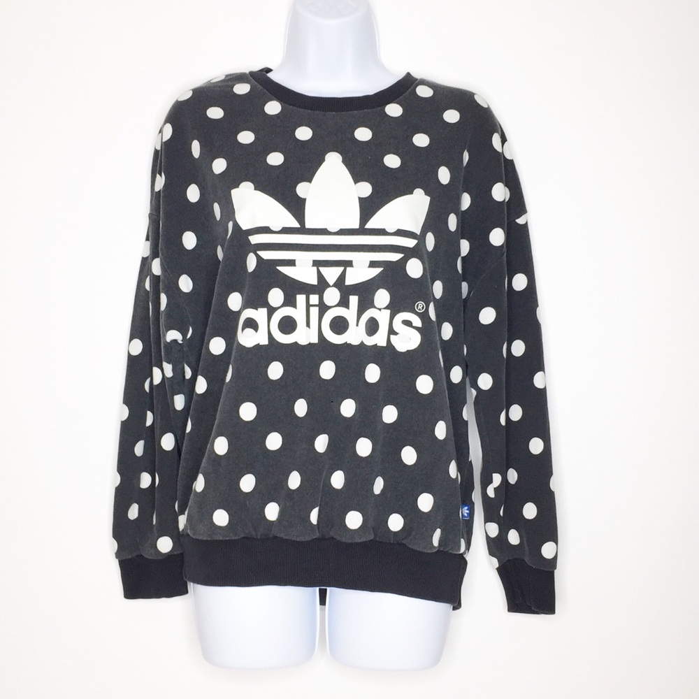 ADIDAS Trefoil Black and White Polka Dot Sweatshirt Small